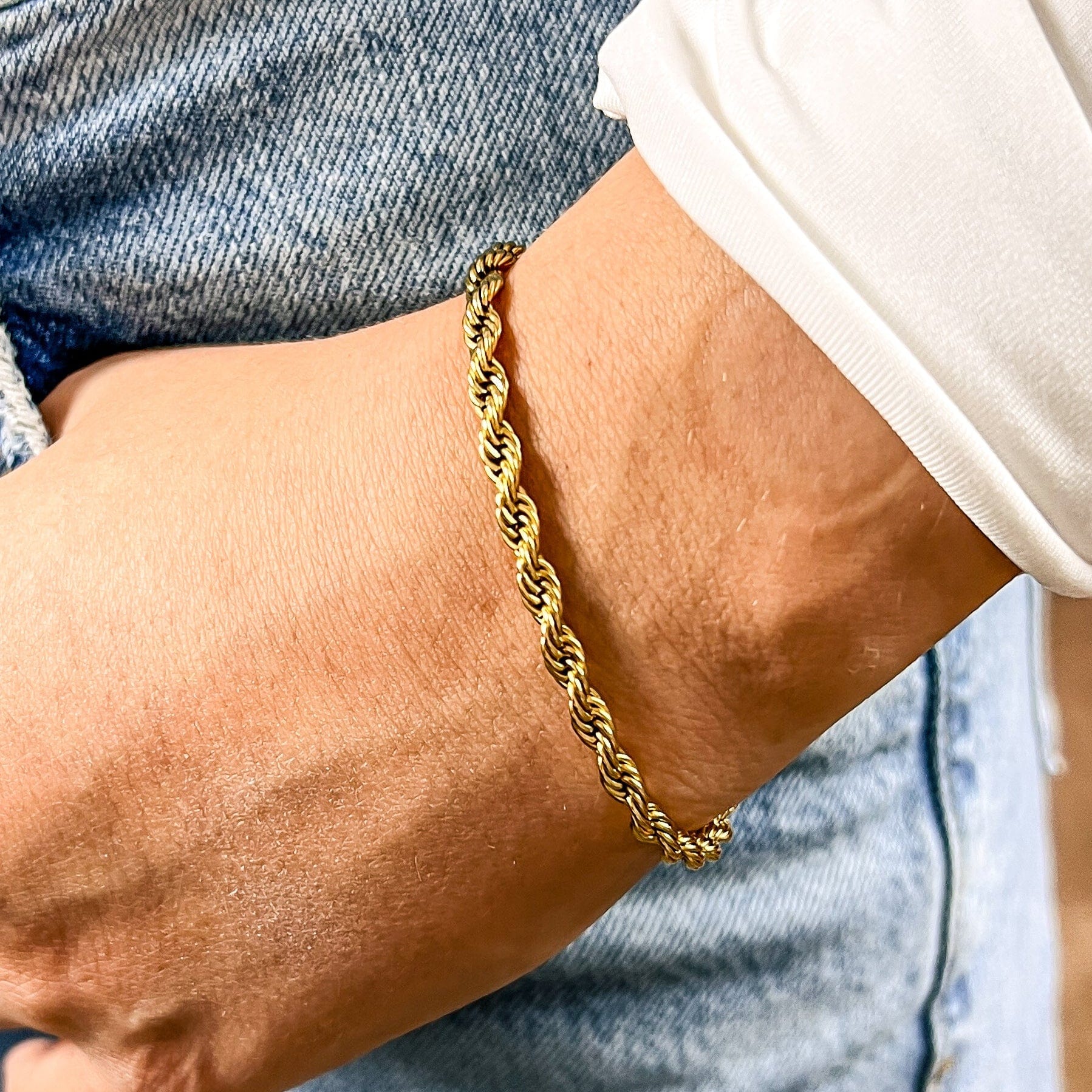 FIONA GRACE Bracelets Rope Chain Bracelet 4mm Thickness, Tarnish Free, Water Safe