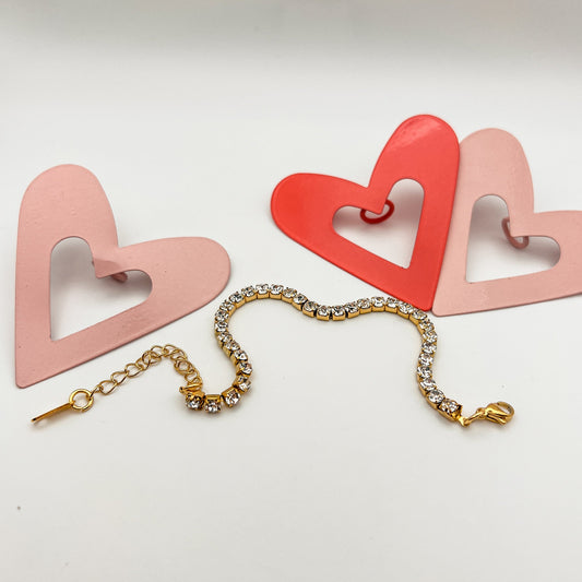 FIONA GRACE Bracelets Sparkle Bright Tennis Bracelet- Rhinestones- 18K Gold