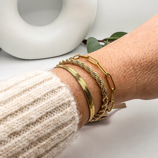 FIONA GRACE Bracelets Trio Gold Bracelet Stack- Waterproof