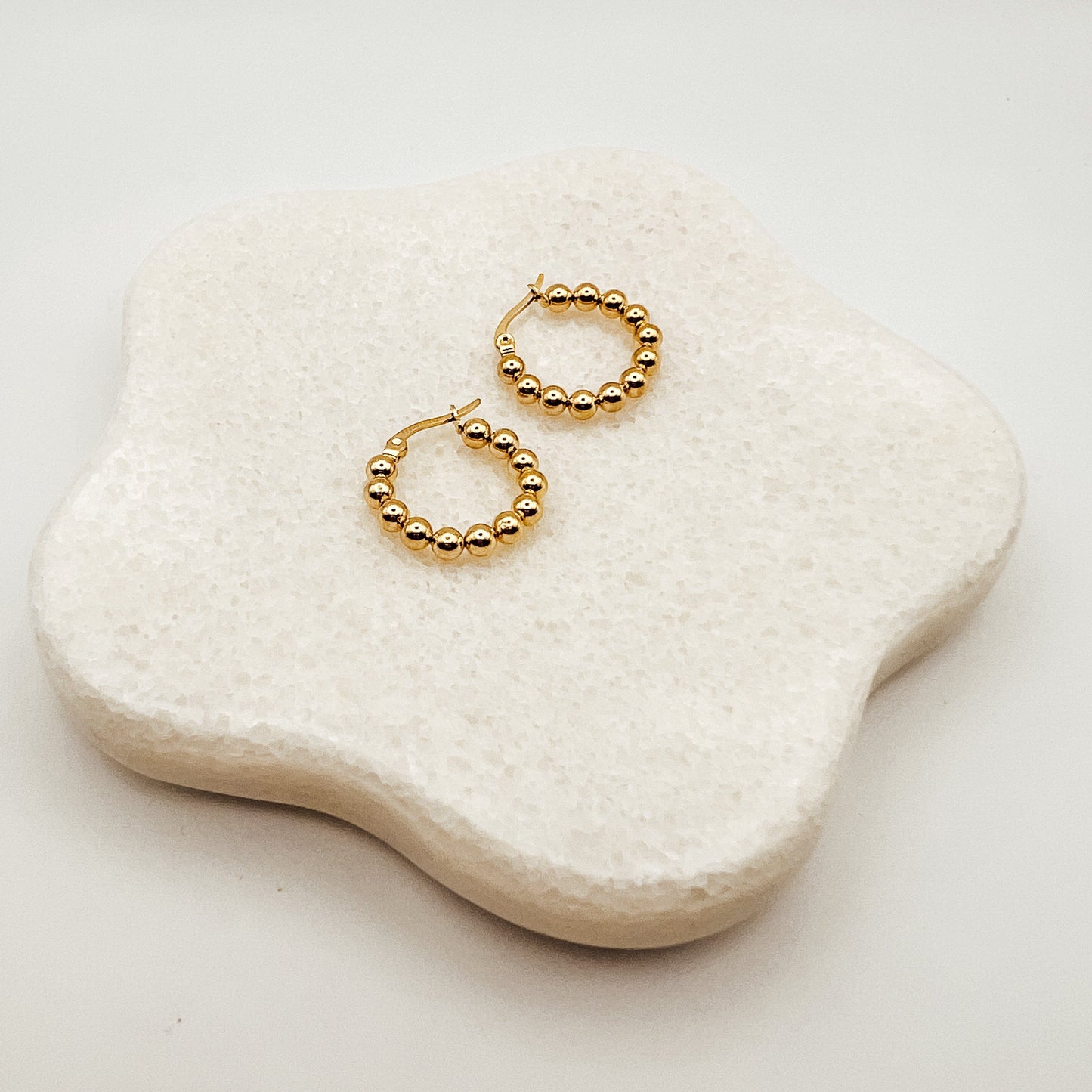 FIONA GRACE Earrings Beaded Gold Hoop Earrings, 18K Gold