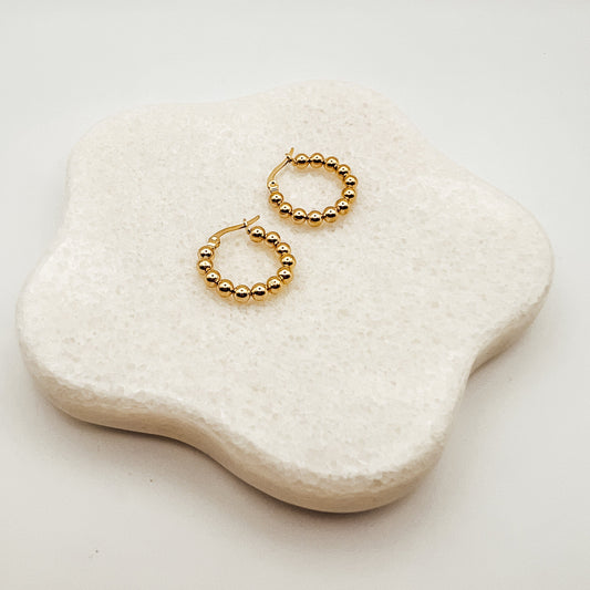 FIONA GRACE Earrings Beaded Gold Hoop Earrings, 18K Gold