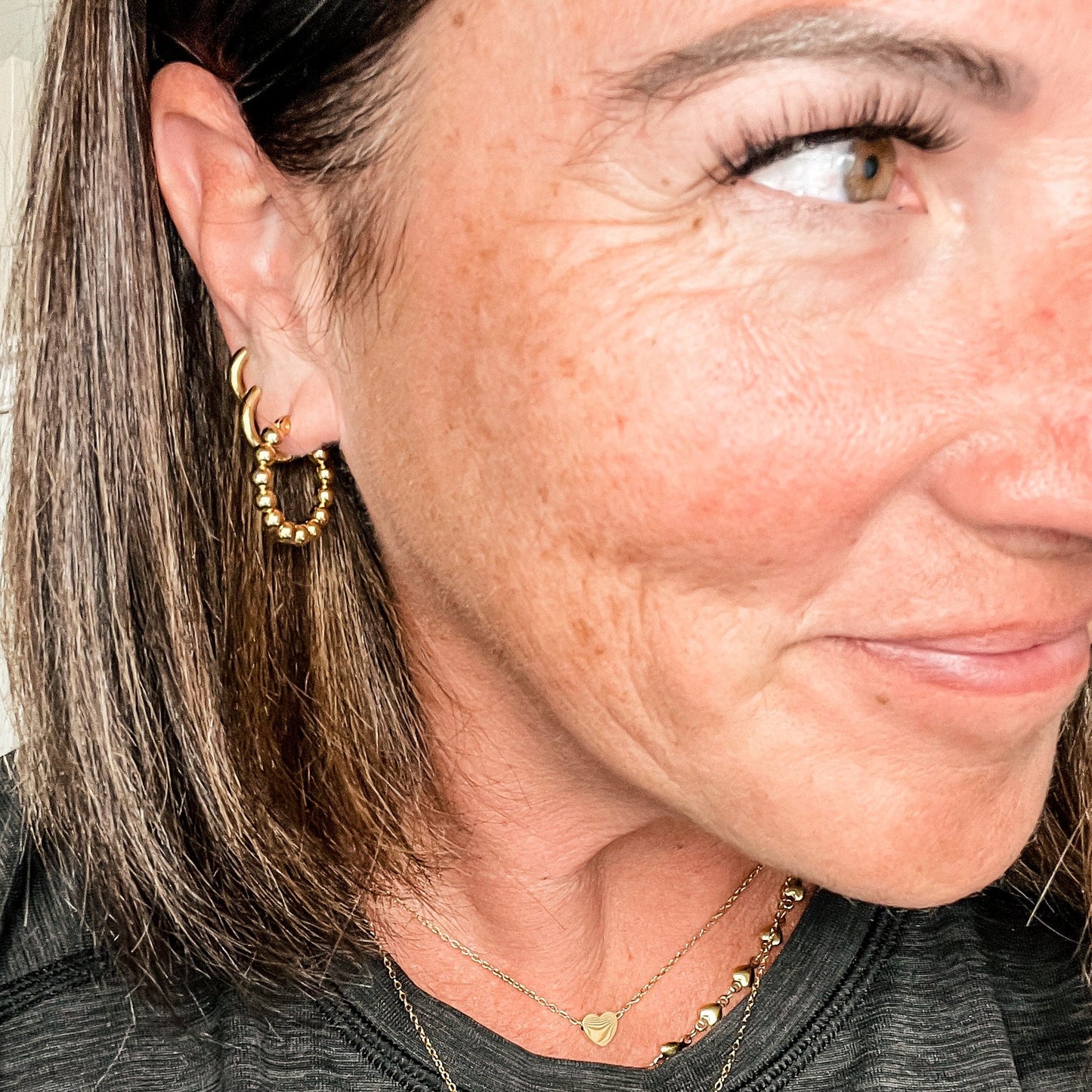 FIONA GRACE Earrings Beaded Gold Hoop Earrings, 18K Gold