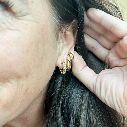 FIONA GRACE Earrings Chain Link Huggie Earrings- Waterproof