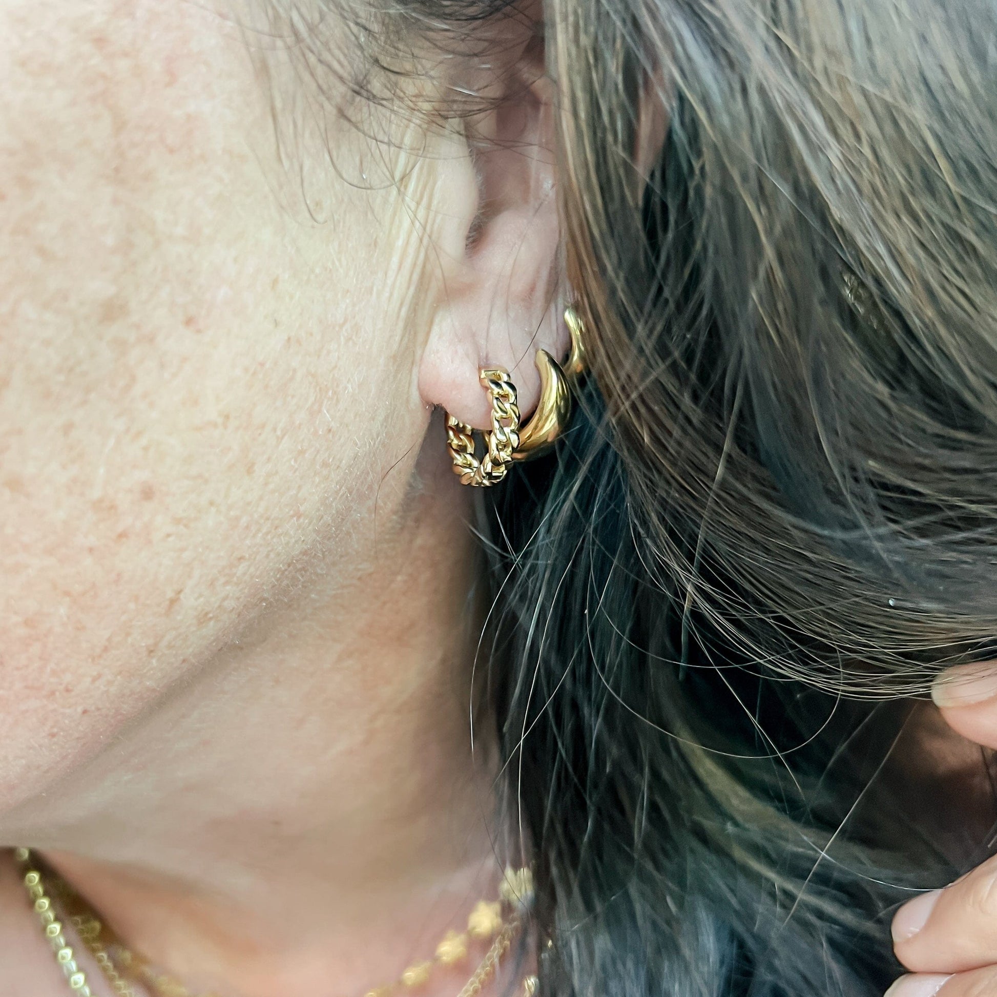 FIONA GRACE Earrings Chain Link Huggie Earrings- Waterproof