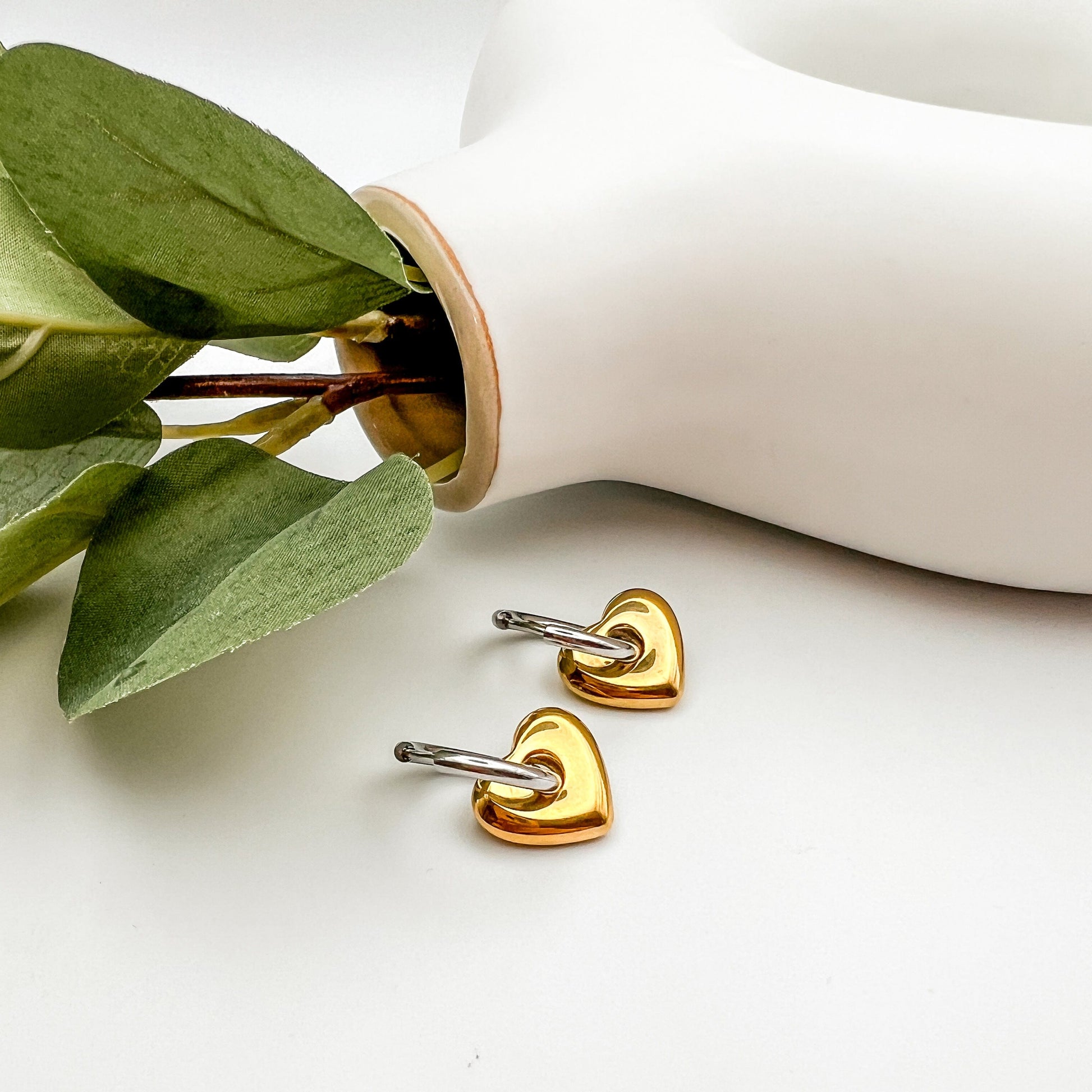 FIONA GRACE Earrings Heartfelt Duo Huggie Earrings