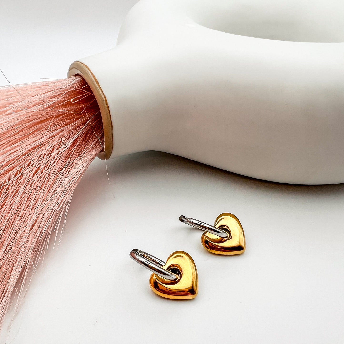 FIONA GRACE Earrings Heartfelt Duo Huggie Earrings