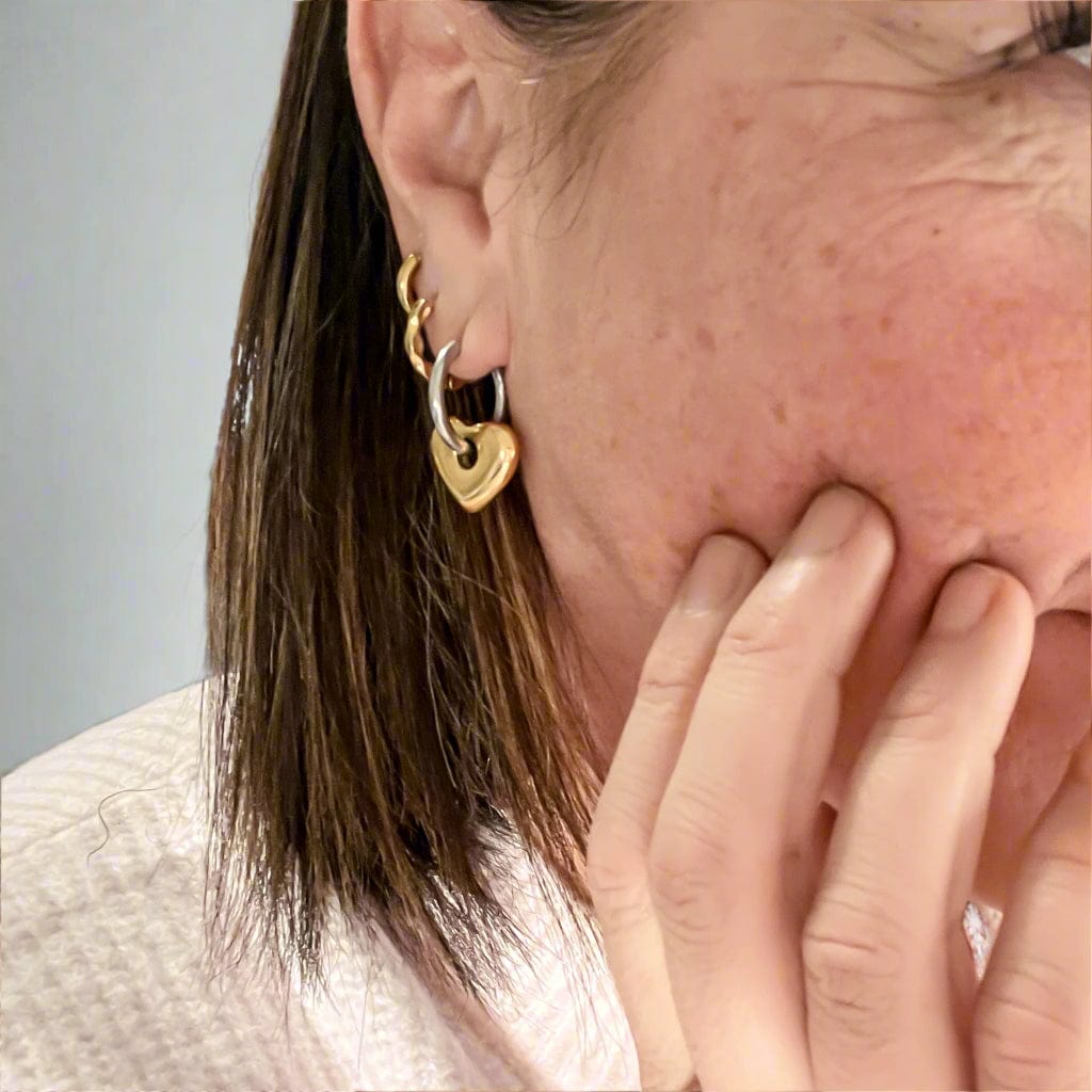 FIONA GRACE Earrings Heartfelt Duo Huggie Earrings