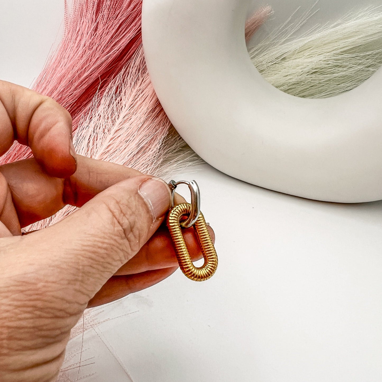 FIONA GRACE Earrings Mixed Metal Huggie Hoop Earrings