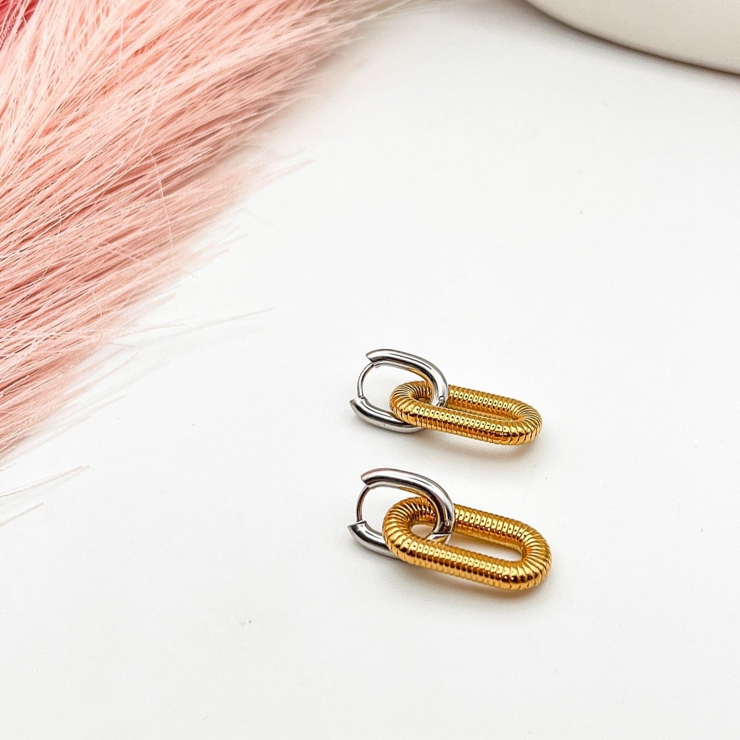 FIONA GRACE Earrings Mixed Metal Huggie Hoop Earrings