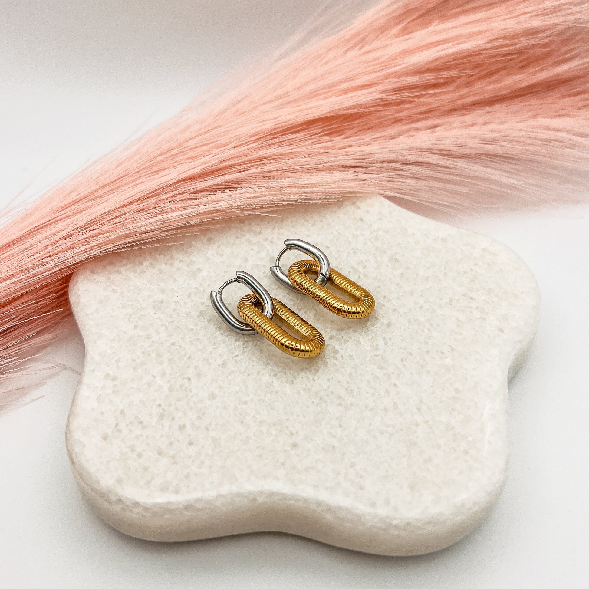 FIONA GRACE Earrings Mixed Metal Huggie Hoop Earrings