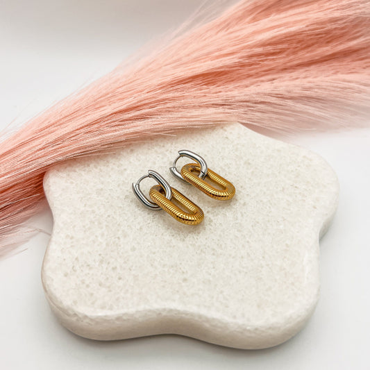 FIONA GRACE Earrings Mixed Metal Huggie Hoop Earrings