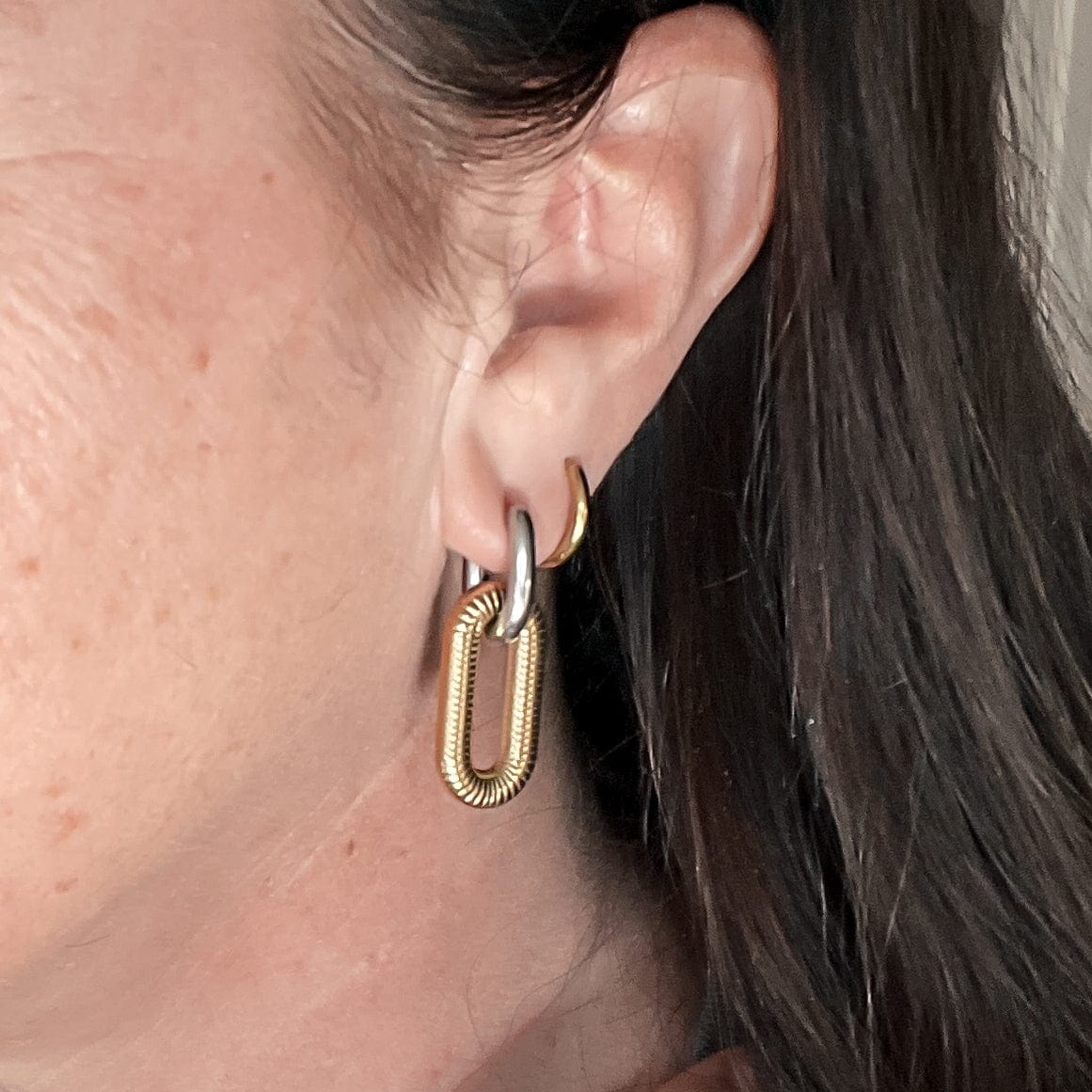 FIONA GRACE Earrings Mixed Metal Huggie Hoop Earrings