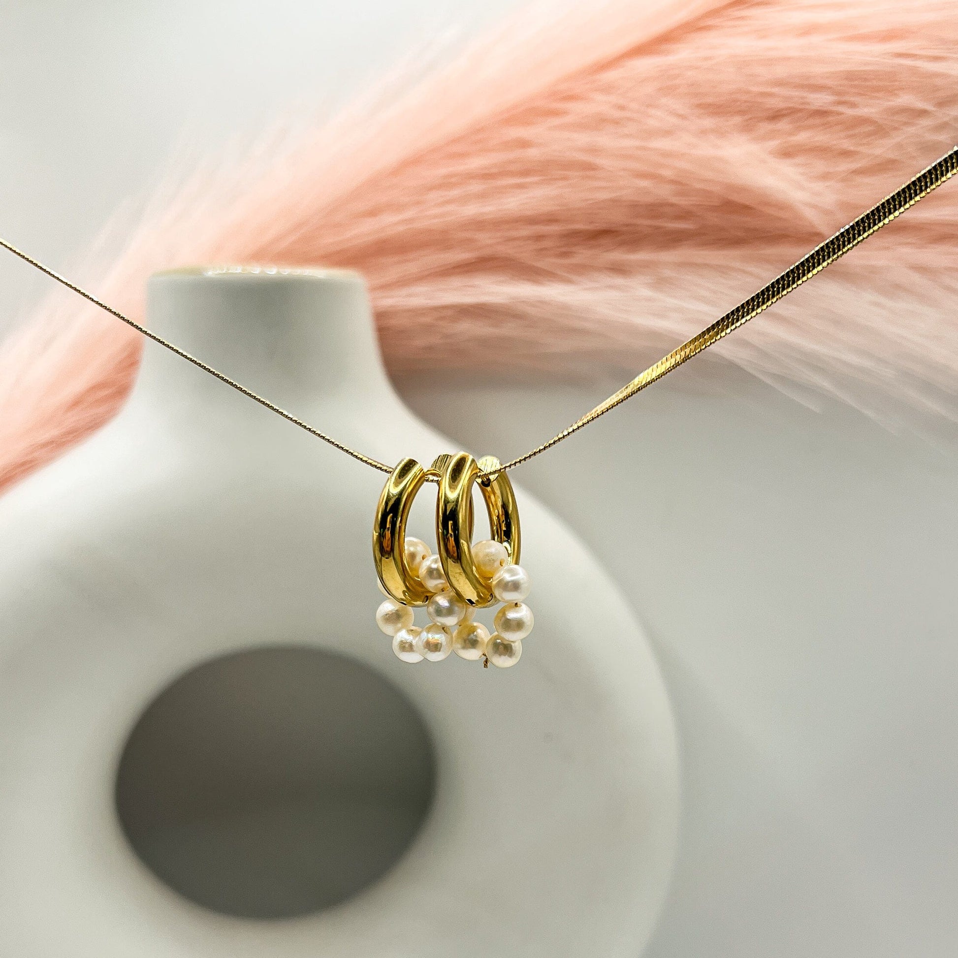 FIONA GRACE Earrings Pearls & Gold Hoop Earrings