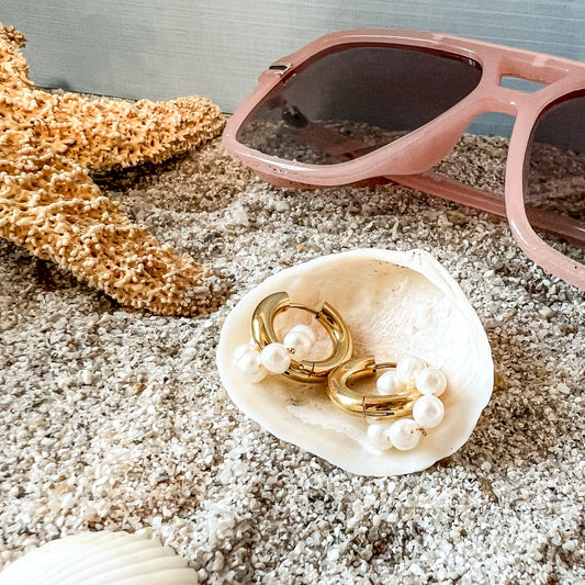 FIONA GRACE Earrings Pearls & Gold Hoop Earrings