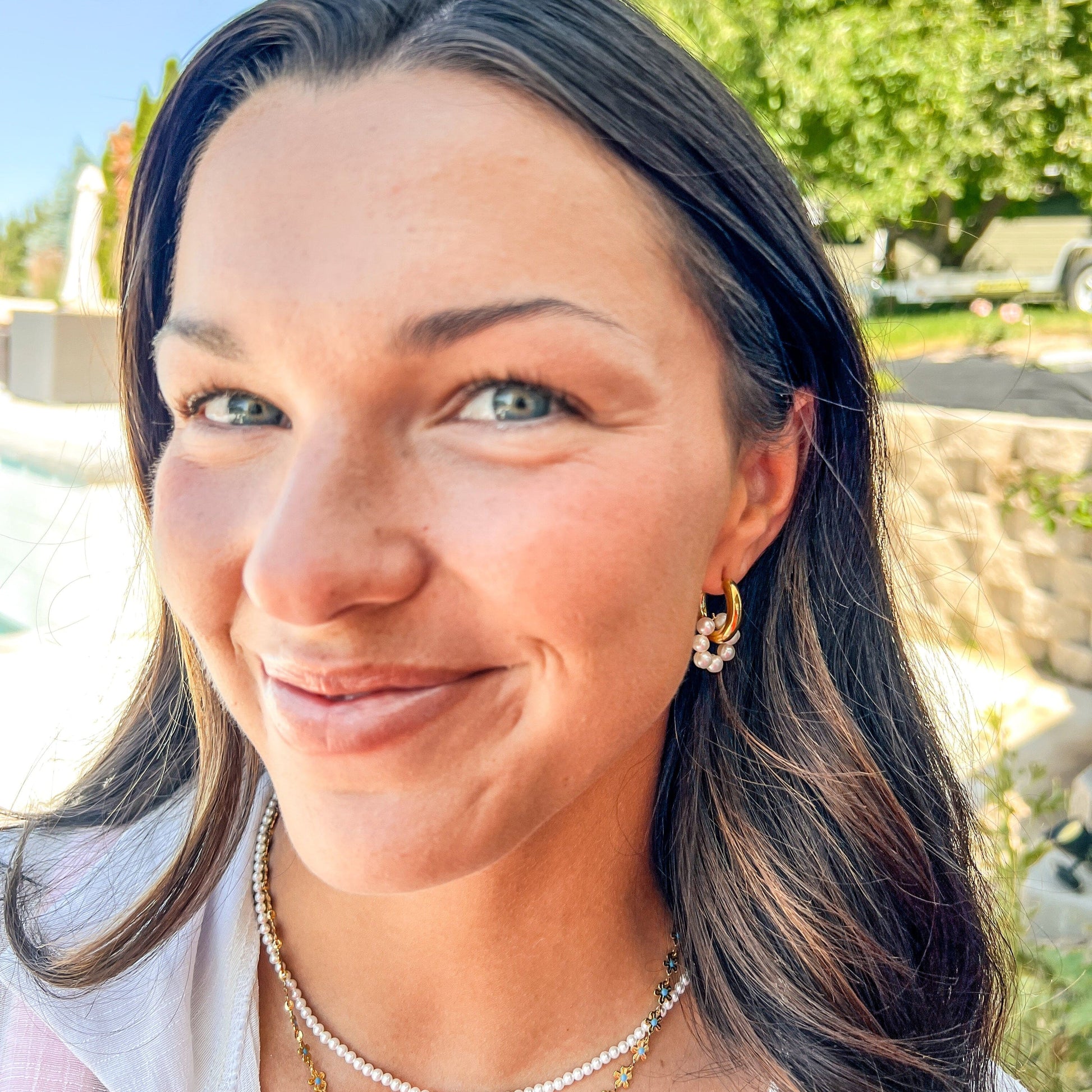 FIONA GRACE Earrings Pearls & Gold Hoop Earrings