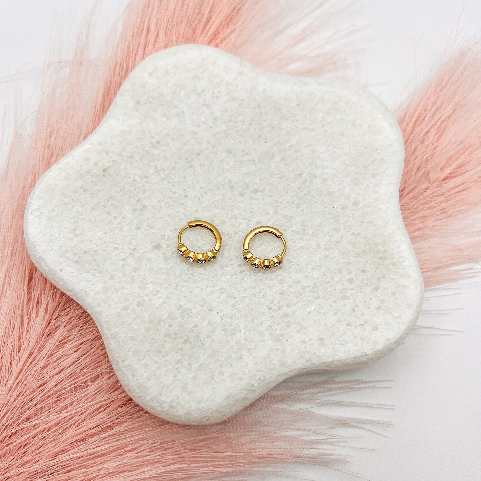 FIONA GRACE Earrings You Shine Bright Gold CZ Huggies