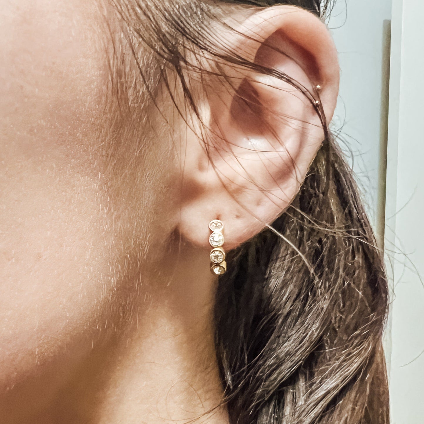 FIONA GRACE Earrings You Shine Bright Gold CZ Huggies