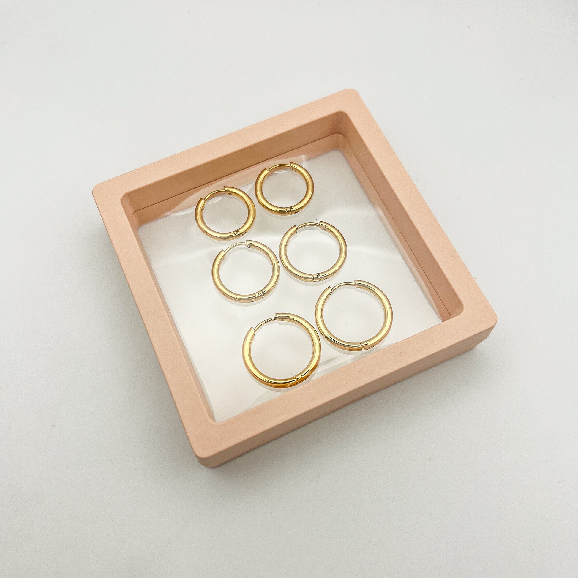 FIONA GRACE Larger 18k Gold Huggies- Set Of 3