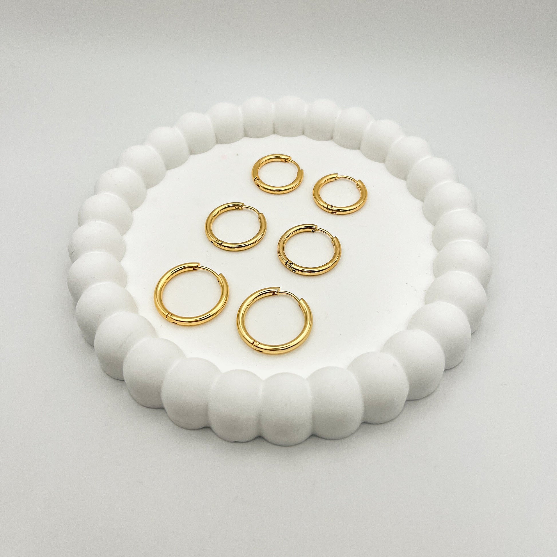 FIONA GRACE Larger 18k Gold Huggies- Set Of 3