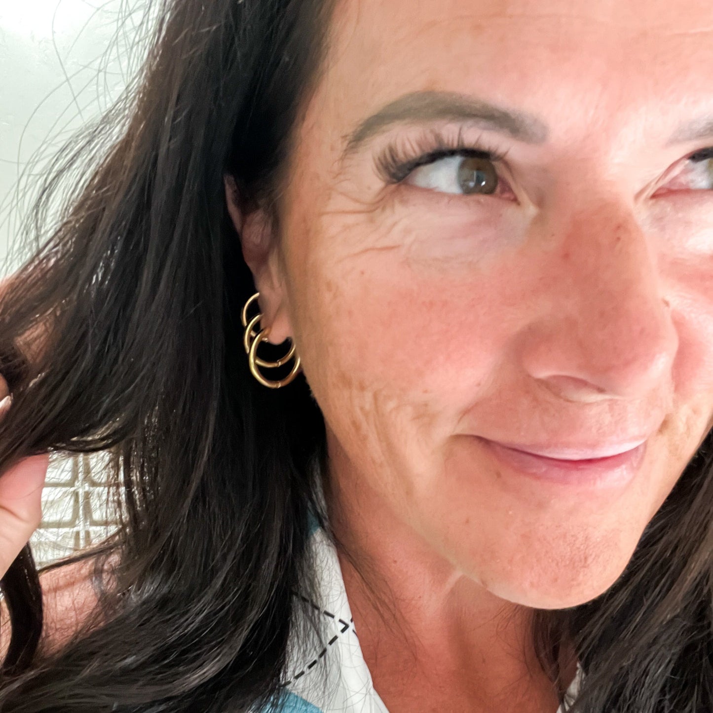 FIONA GRACE Larger 18k Gold Huggies- Set Of 3