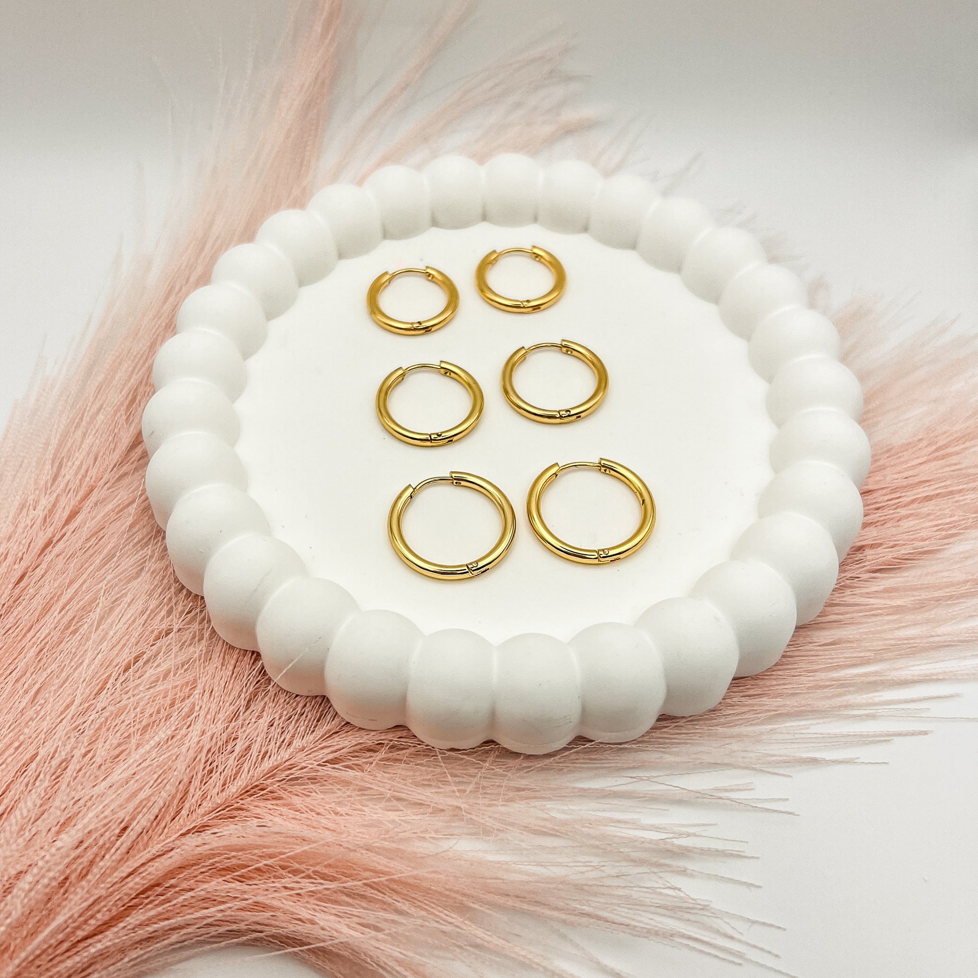 FIONA GRACE Larger 18k Gold Huggies- Set Of 3