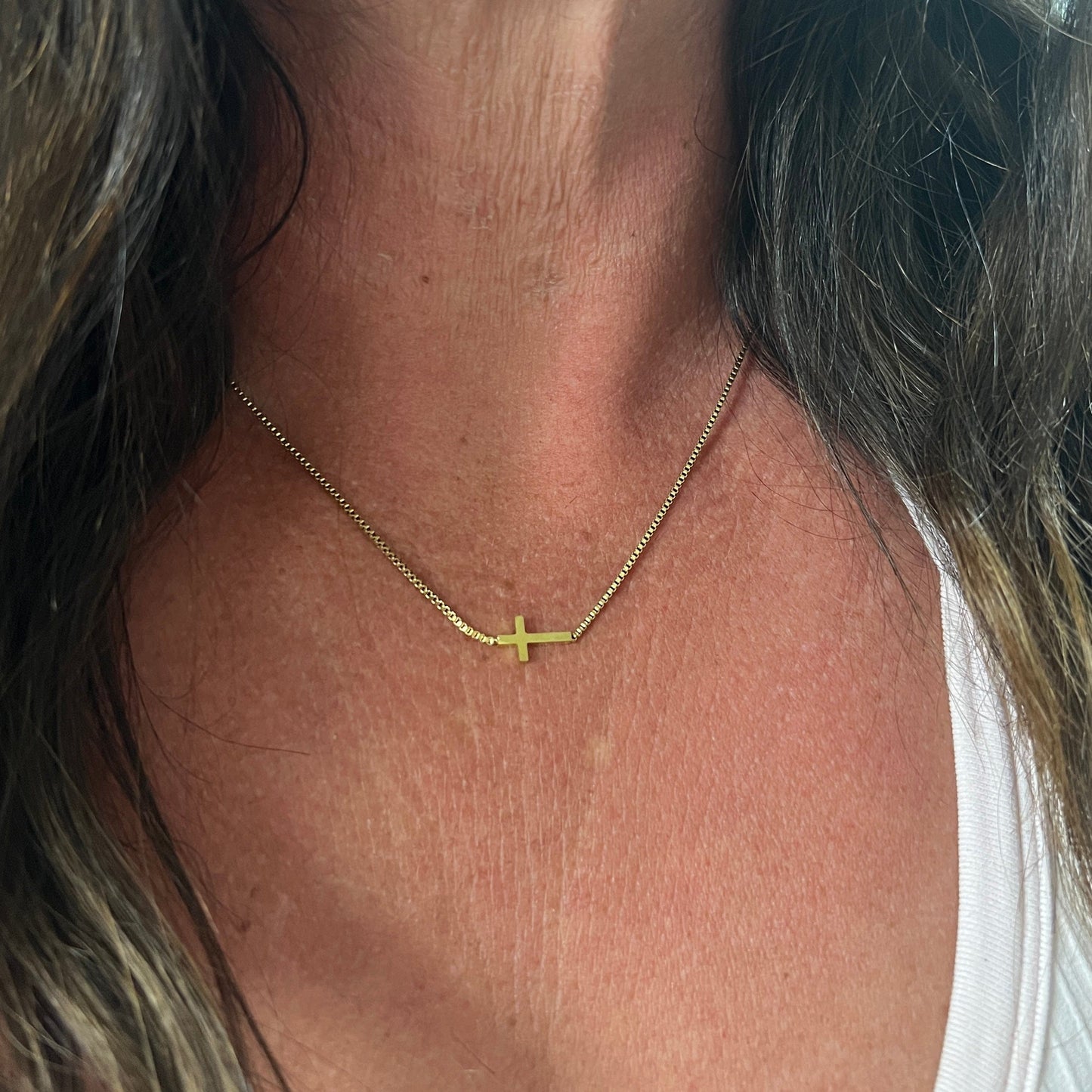 FIONA GRACE Necklaces Delicate Cross 18k Gold Necklace