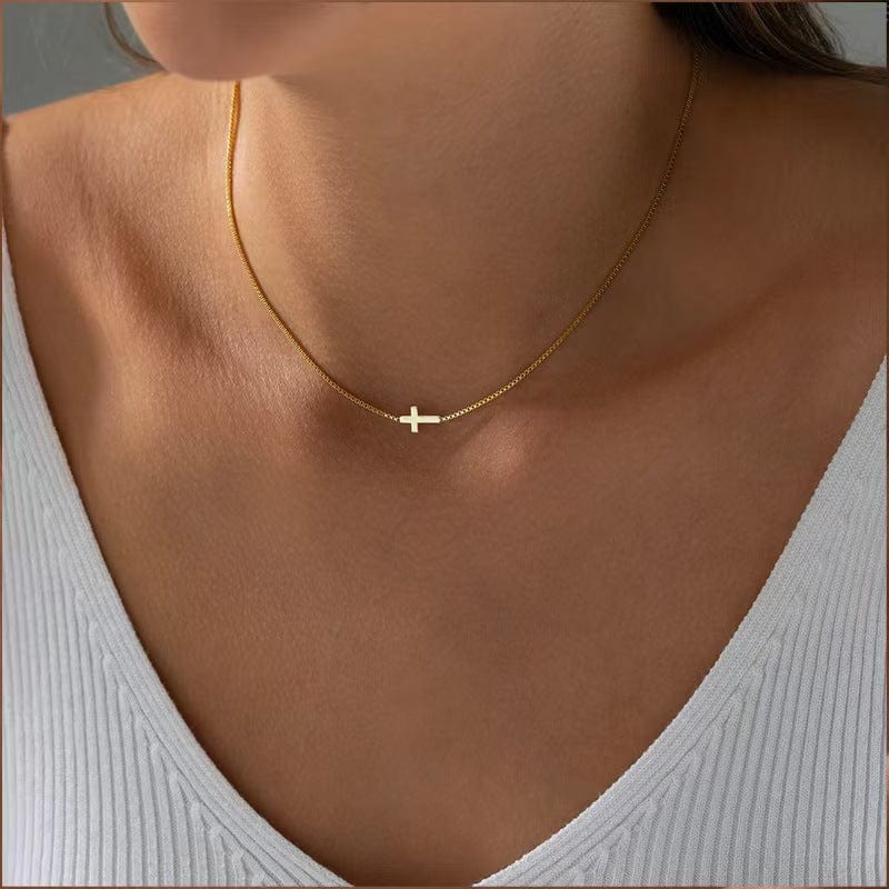 FIONA GRACE Necklaces Delicate Cross 18k Gold Necklace