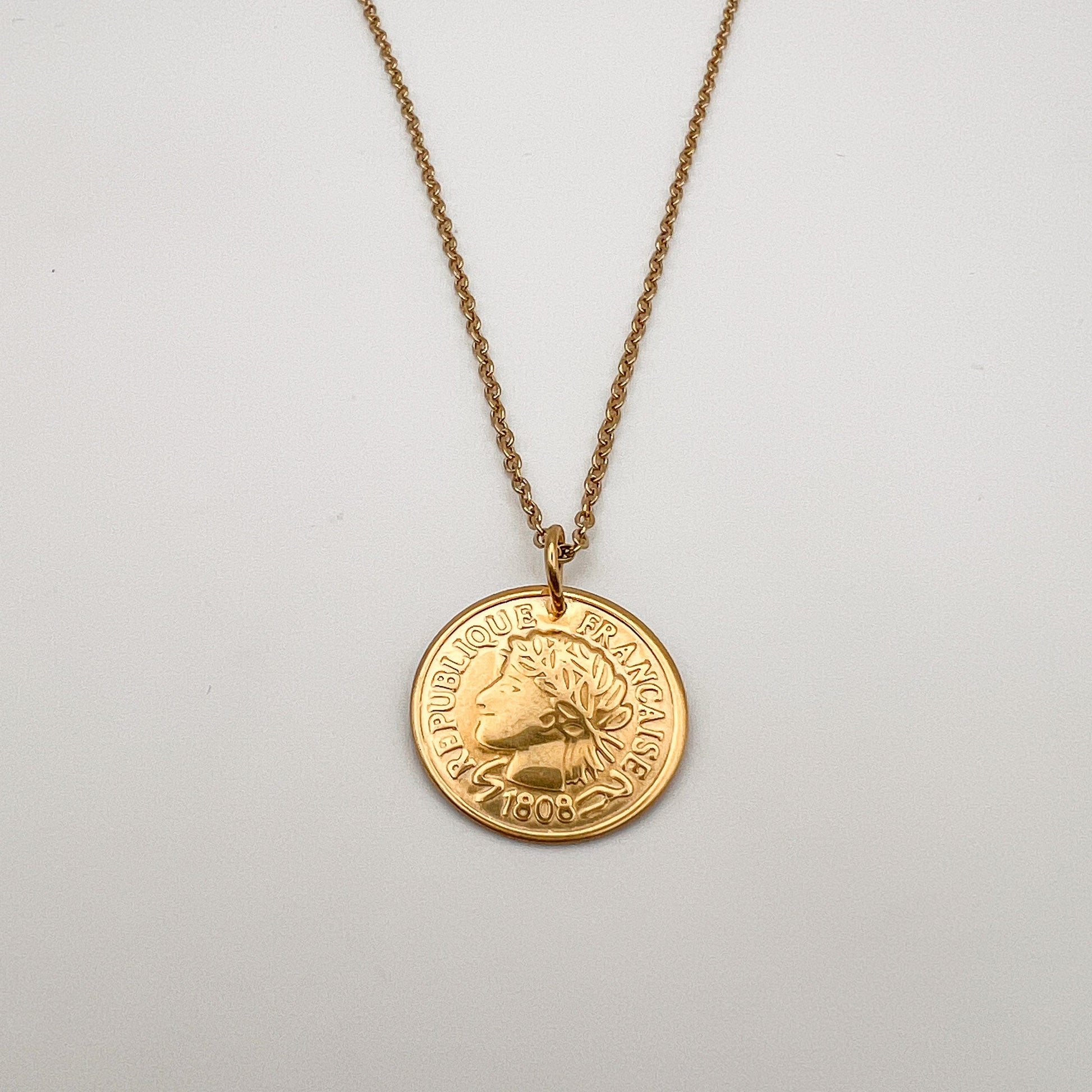 FIONA GRACE Necklaces French Coin 18K Gold Necklace