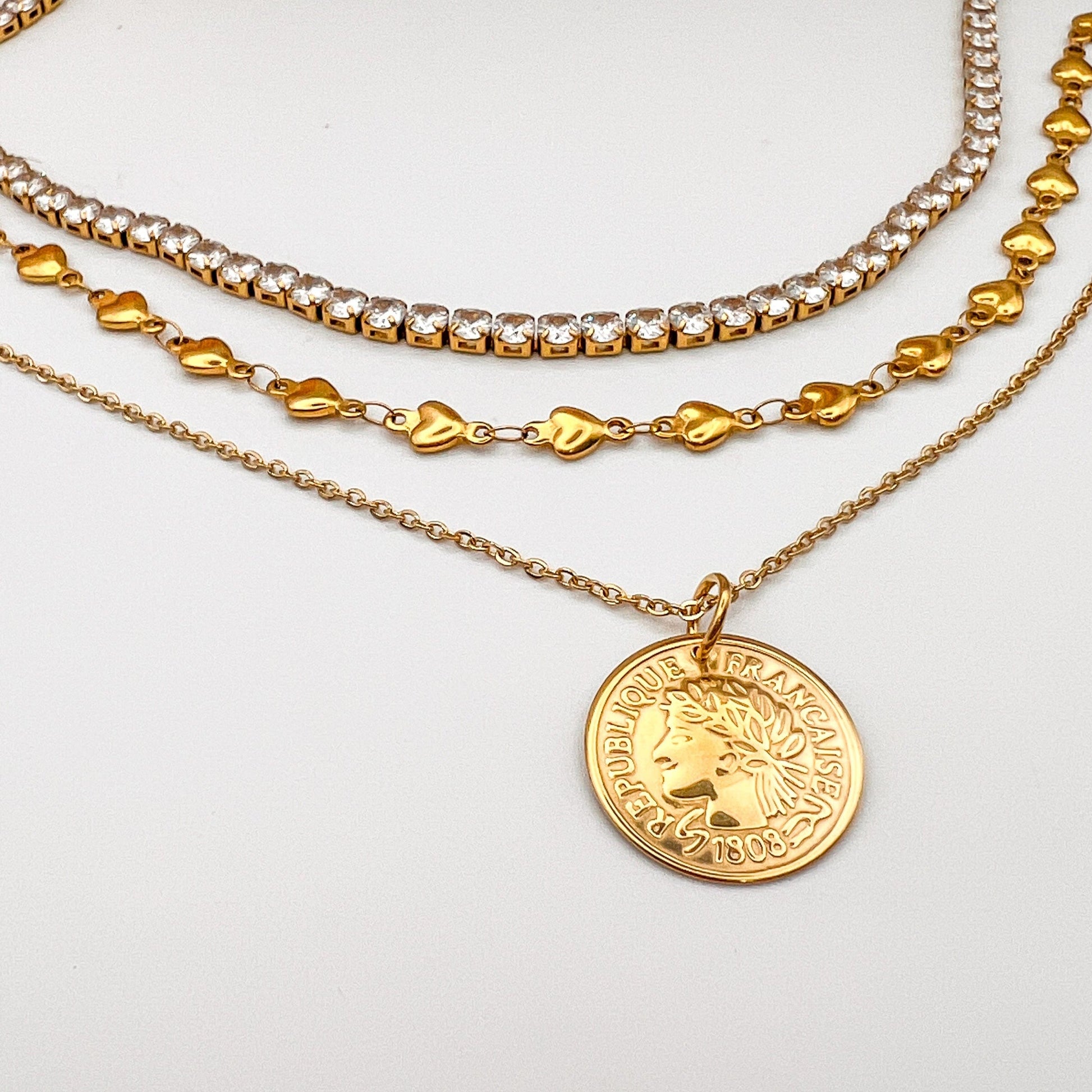 FIONA GRACE Necklaces French Coin 18K Gold Necklace
