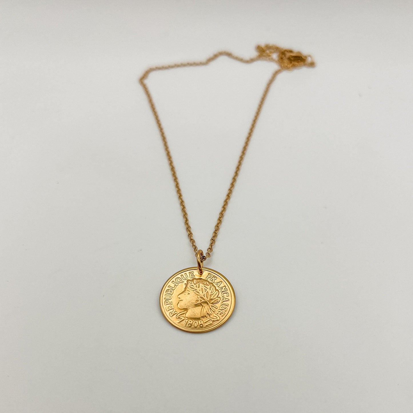FIONA GRACE Necklaces French Coin 18K Gold Necklace