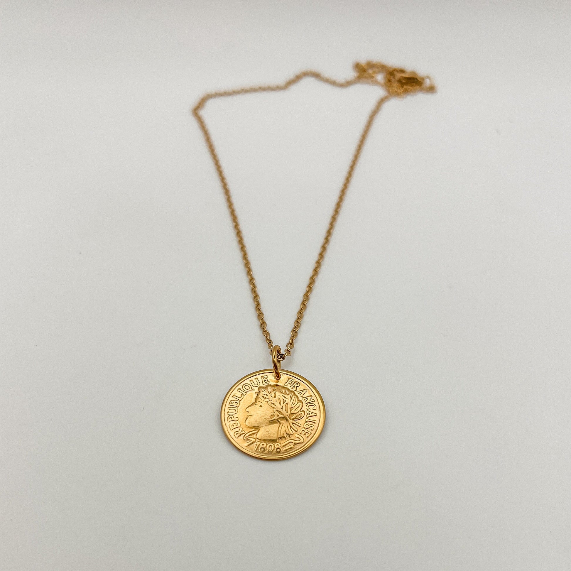 FIONA GRACE Necklaces French Coin 18K Gold Necklace