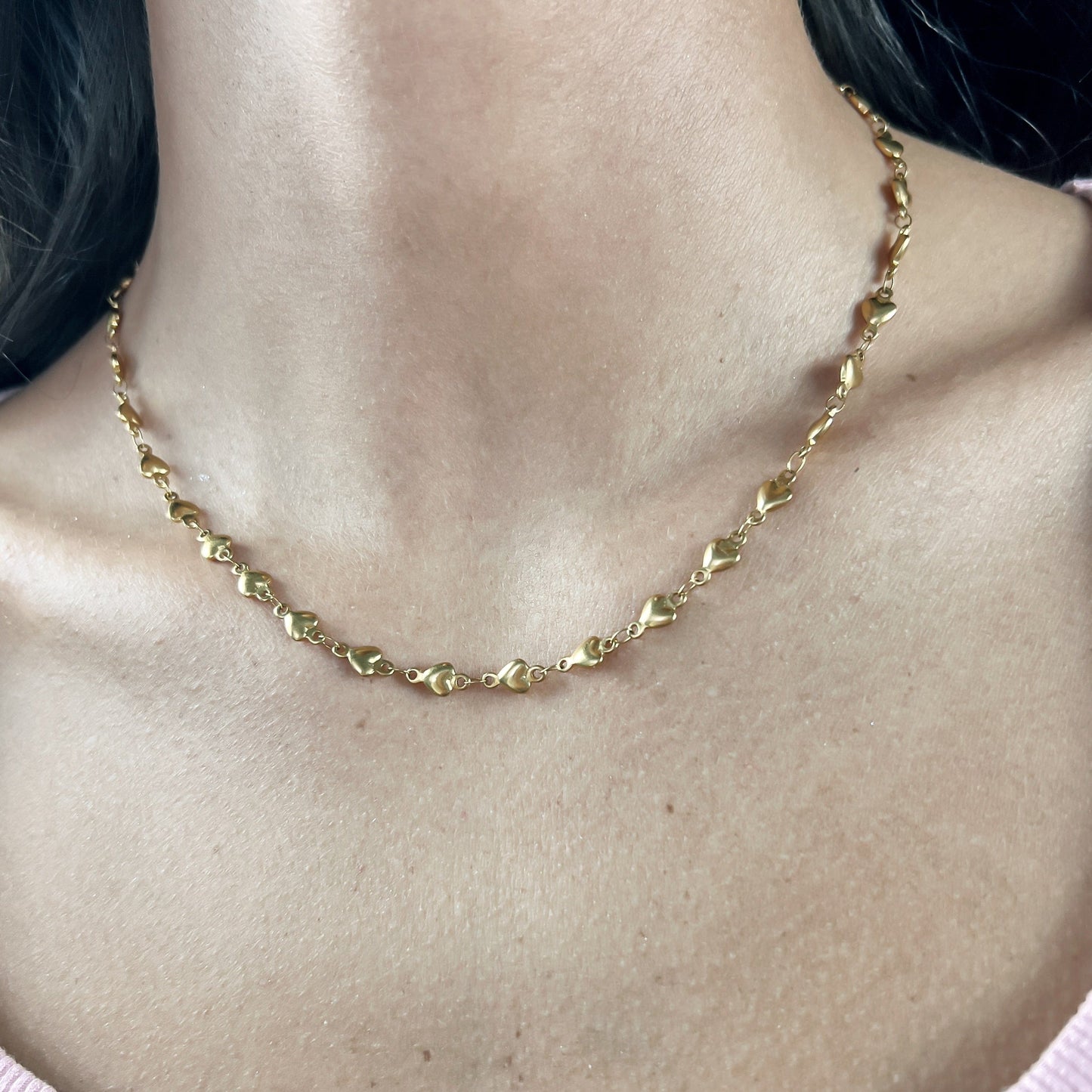 FIONA GRACE Necklaces Hearts Connected Gold Chain Necklace