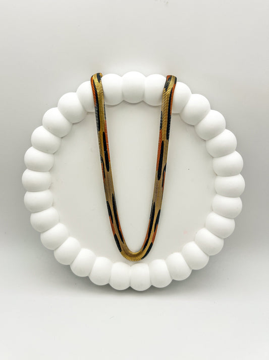 FIONA GRACE Necklaces Leopard Print Herringbone Necklace