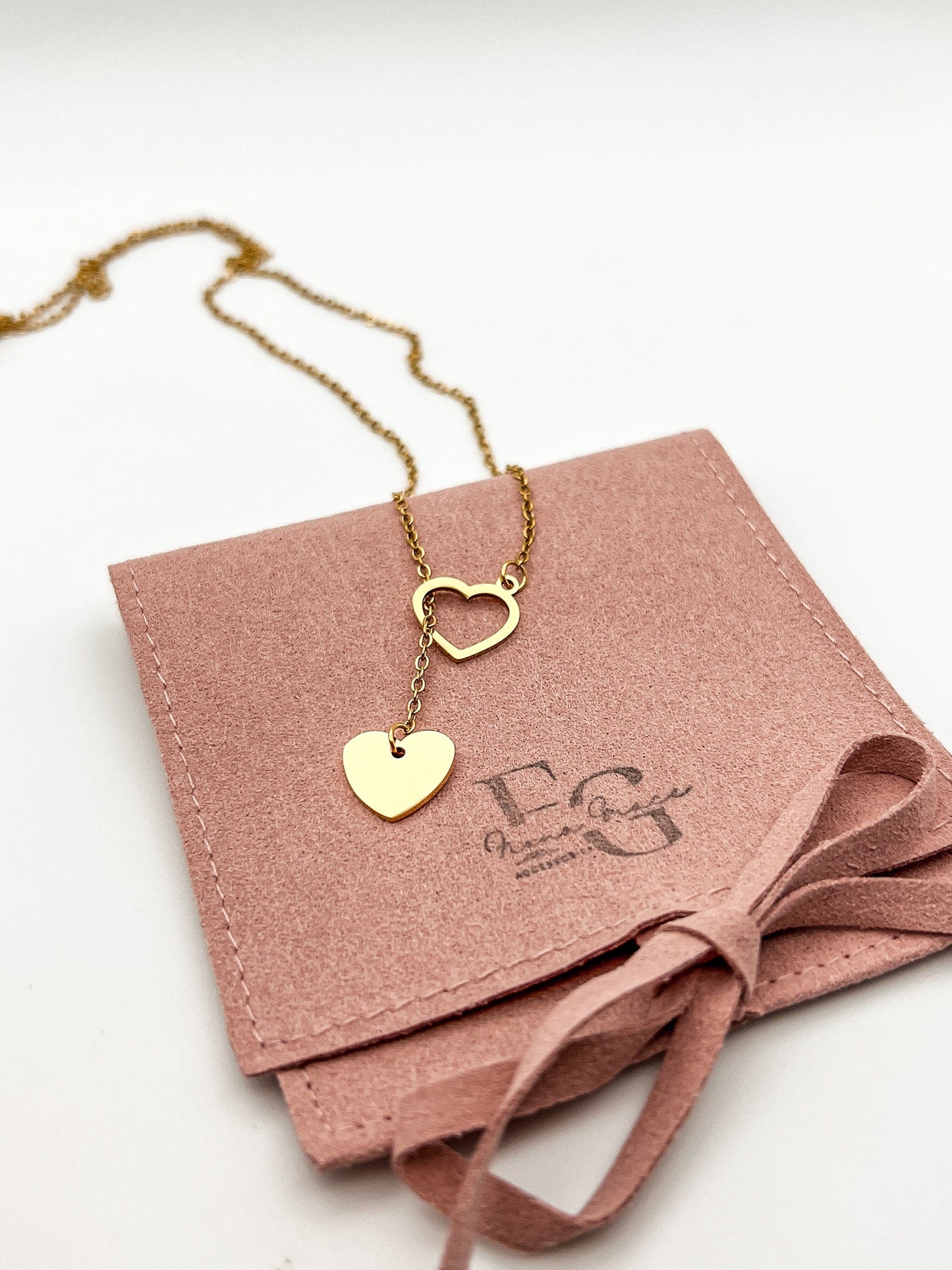 FIONA GRACE Necklaces Linked By Love 18K Gold Lariat Heart Necklace