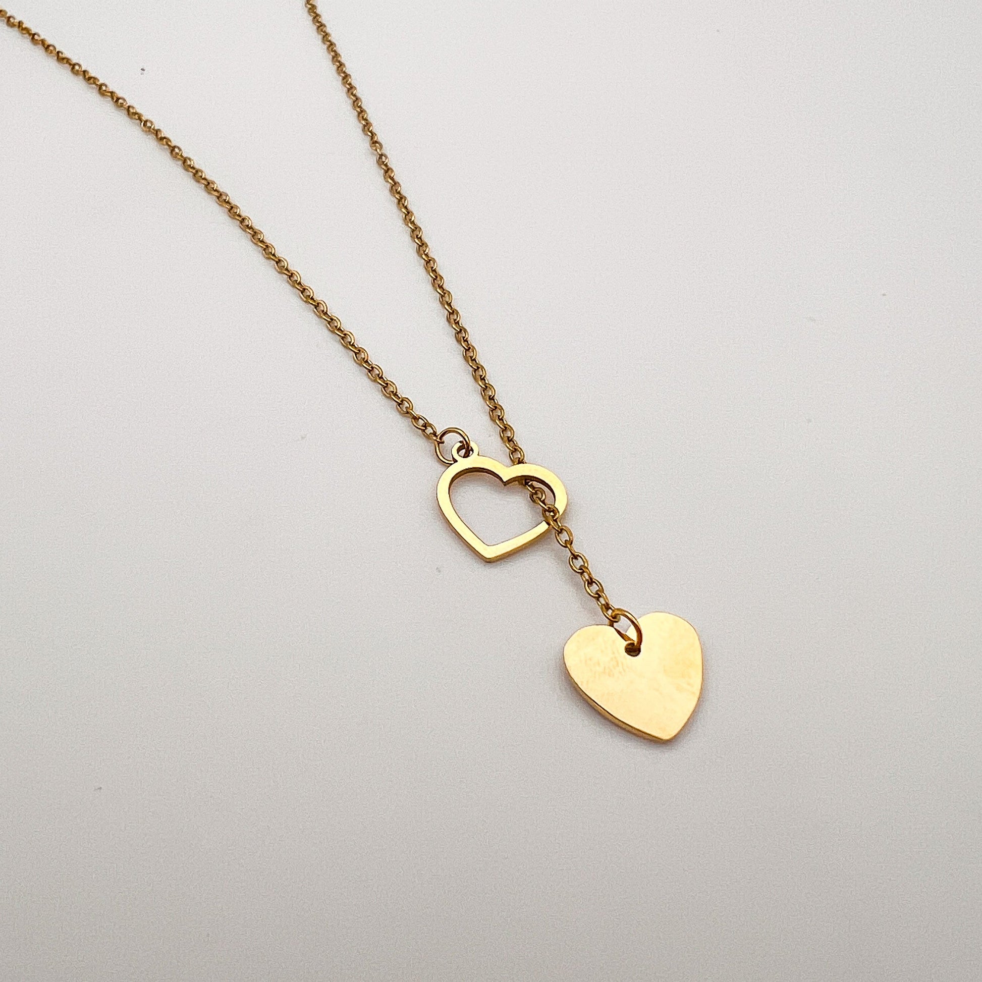 FIONA GRACE Necklaces Linked By Love 18K Gold Lariat Heart Necklace