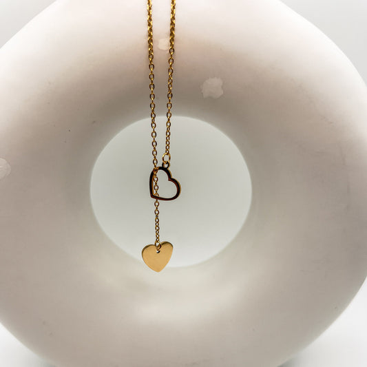 FIONA GRACE Necklaces Linked By Love 18K Gold Lariat Heart Necklace