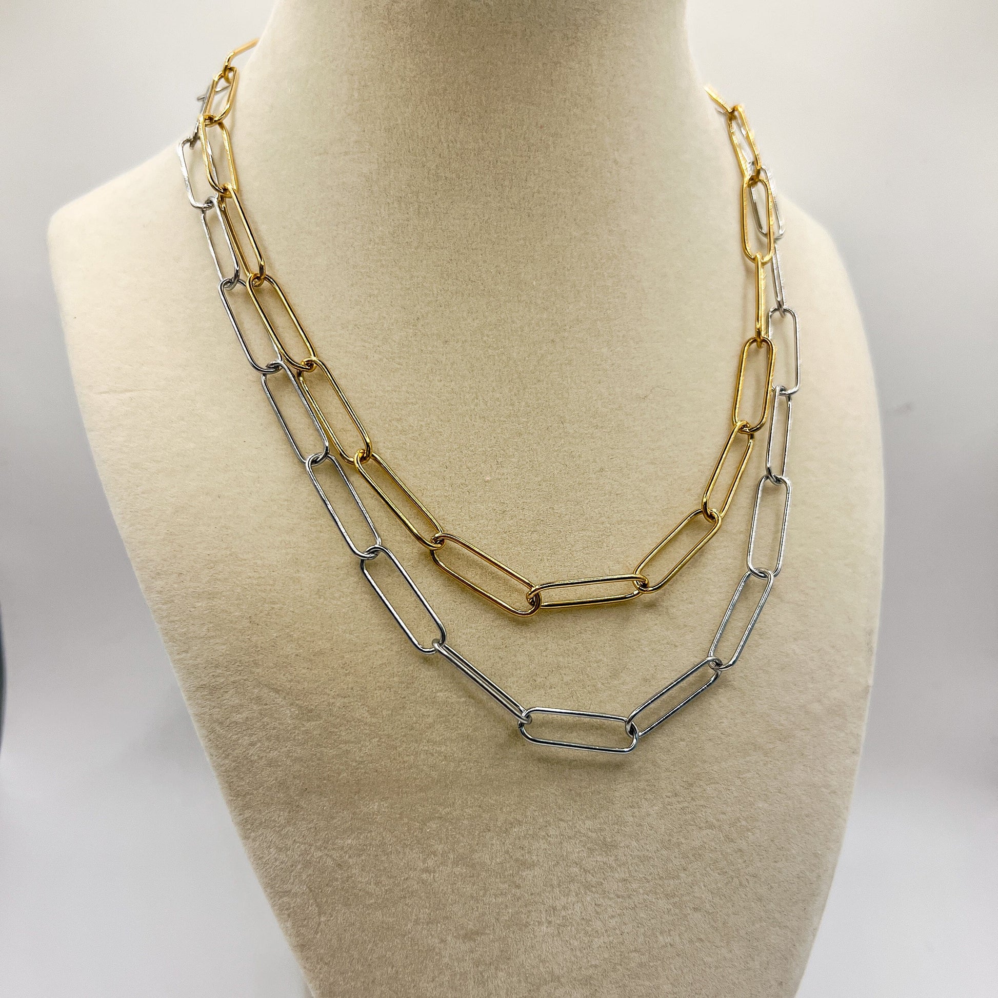 FIONA GRACE Necklaces Paperclip Chain Necklace 18k Gold OR Stainless Steel