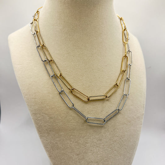 FIONA GRACE Necklaces Paperclip Chain Necklace 18k Gold OR Stainless Steel