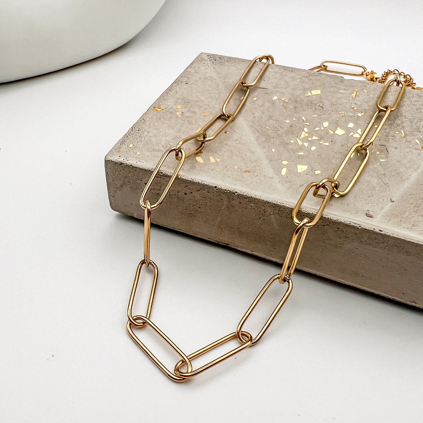 FIONA GRACE Necklaces Paperclip Chain Necklace 18k Gold- Tarnish Free