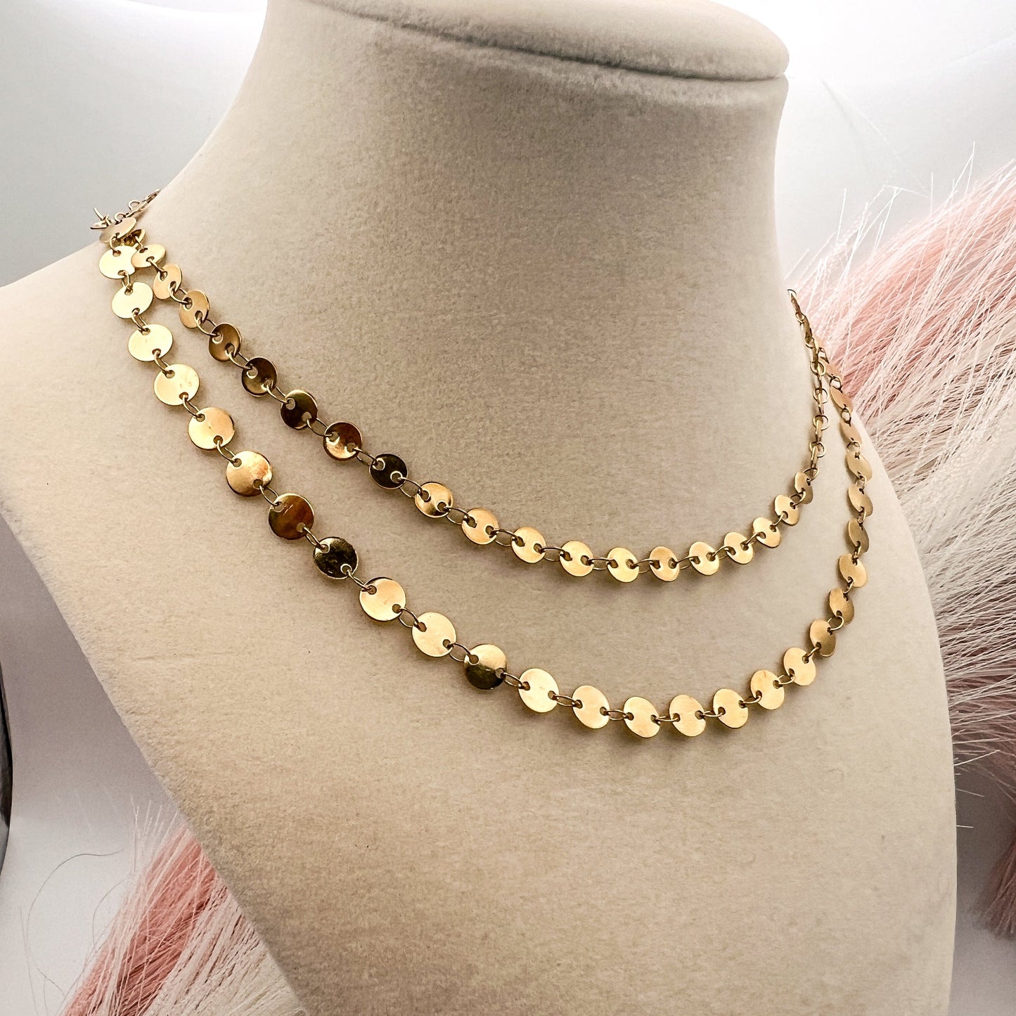 FIONA GRACE Necklaces Sequin Chain Necklace-18k Gold