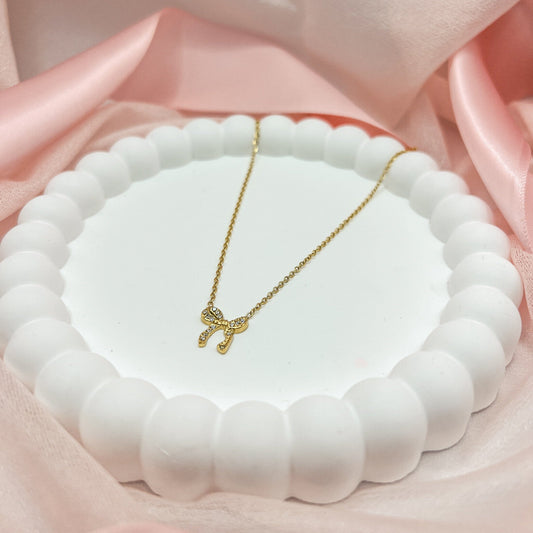 FIONA GRACE Necklaces Small Gold Bow Necklace – Dainty Waterproof Everyday Necklace