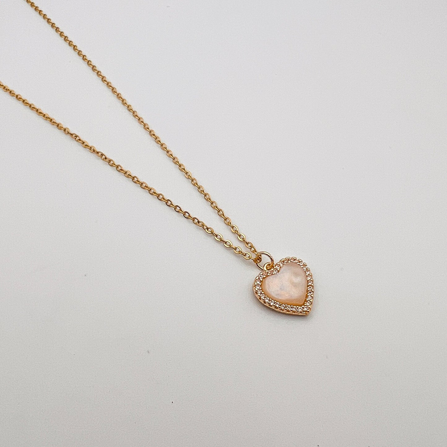 FIONA GRACE Necklaces White Heart Cubic Zirconia Encrusted Necklace- Waterproof