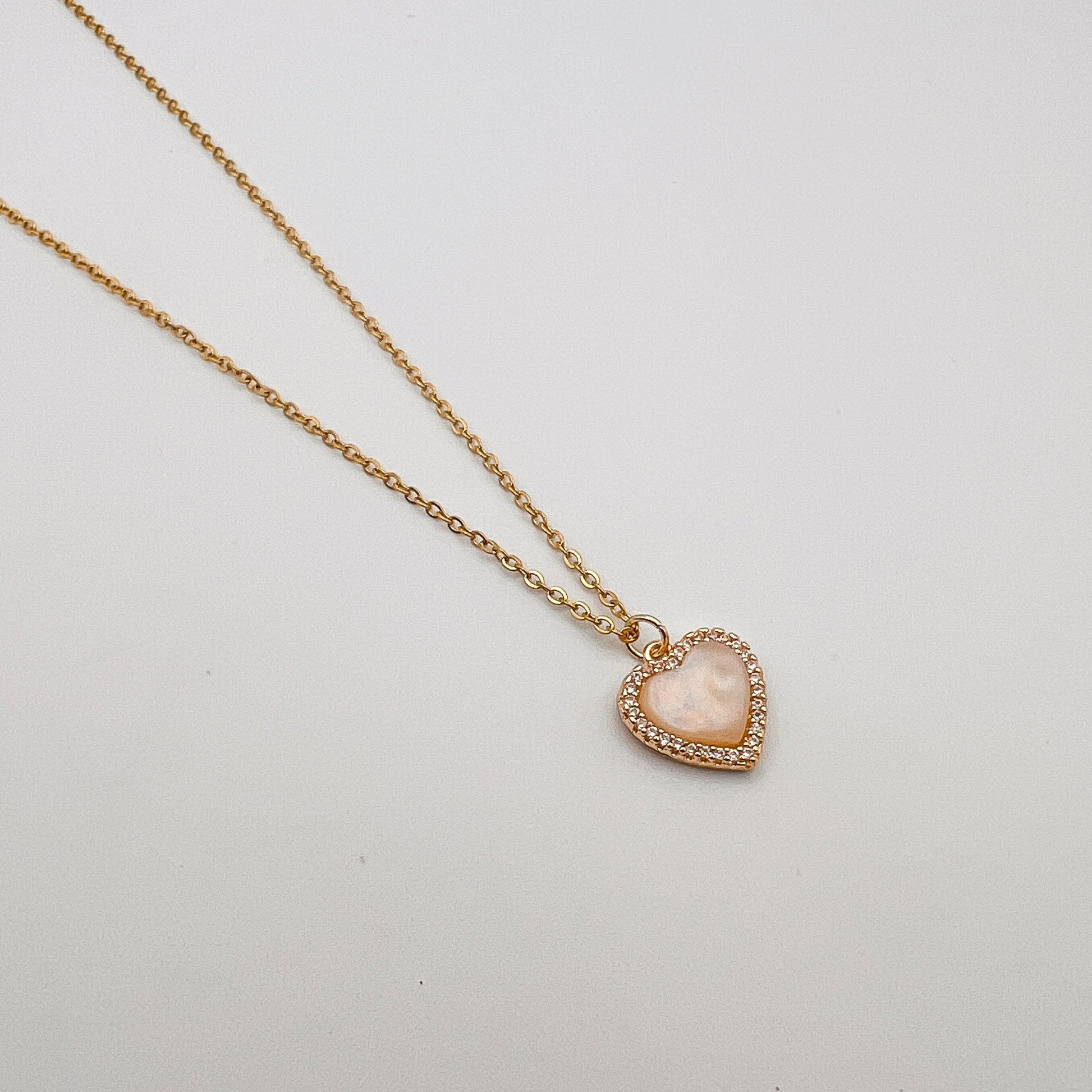 FIONA GRACE Necklaces White Heart Cubic Zirconia Encrusted Necklace- Waterproof