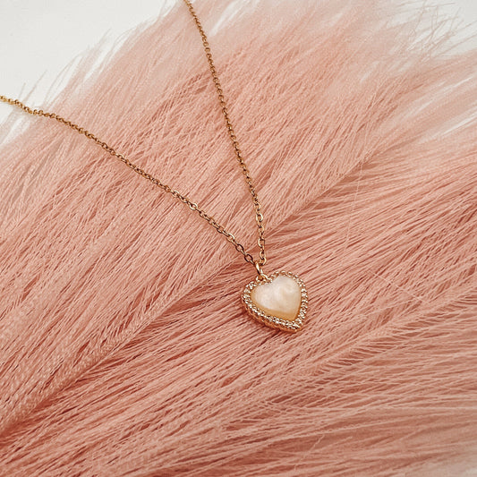 FIONA GRACE Necklaces White Heart Cubic Zirconia Encrusted Necklace- Waterproof