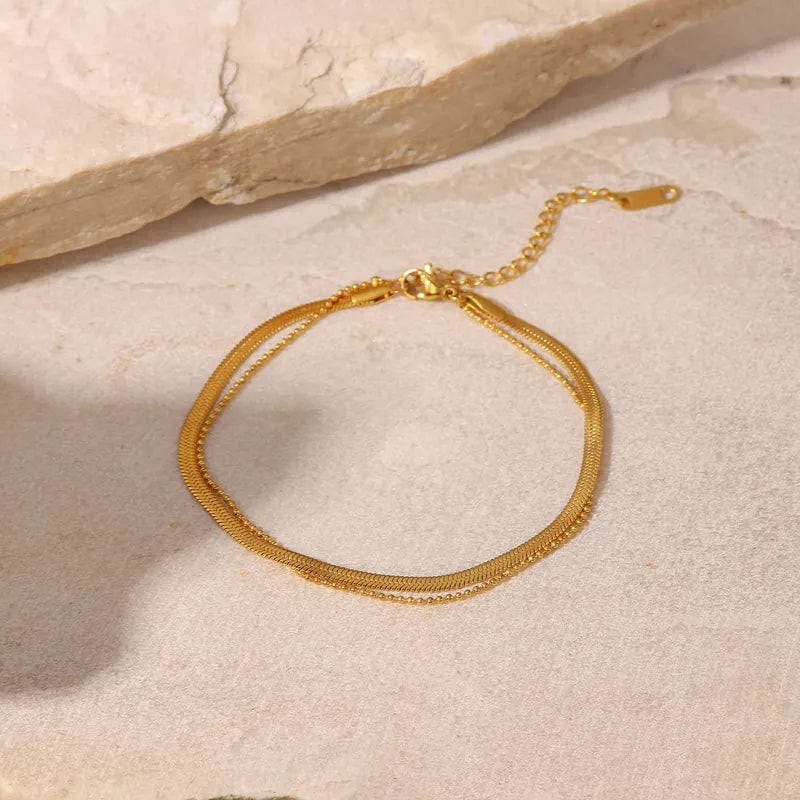 FIONA GRACE Anklet Fun & Flirty Gold Double Anklet, Waterproof