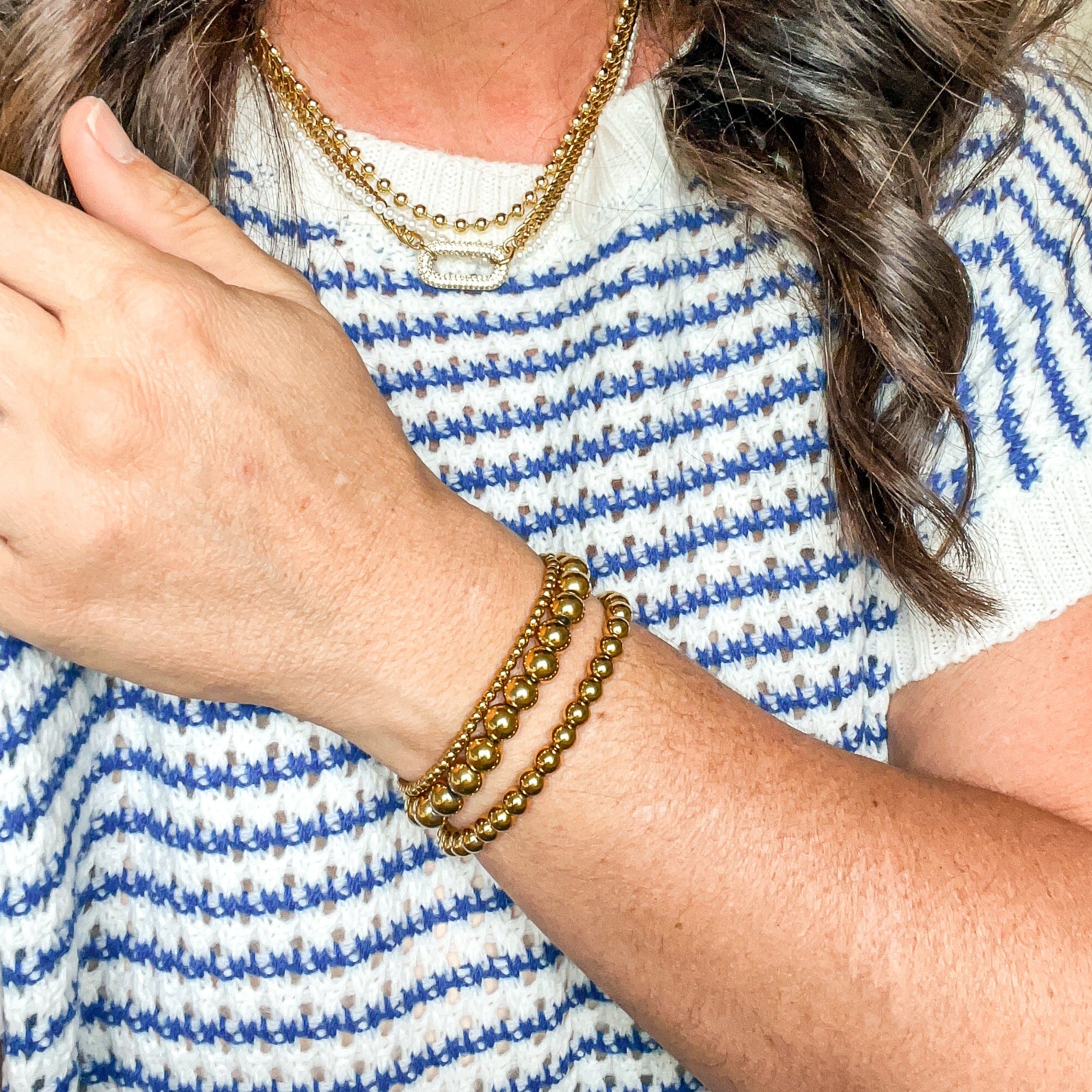 FIONA GRACE Bracelets 18k Gold Beaded Stretch Bracelet