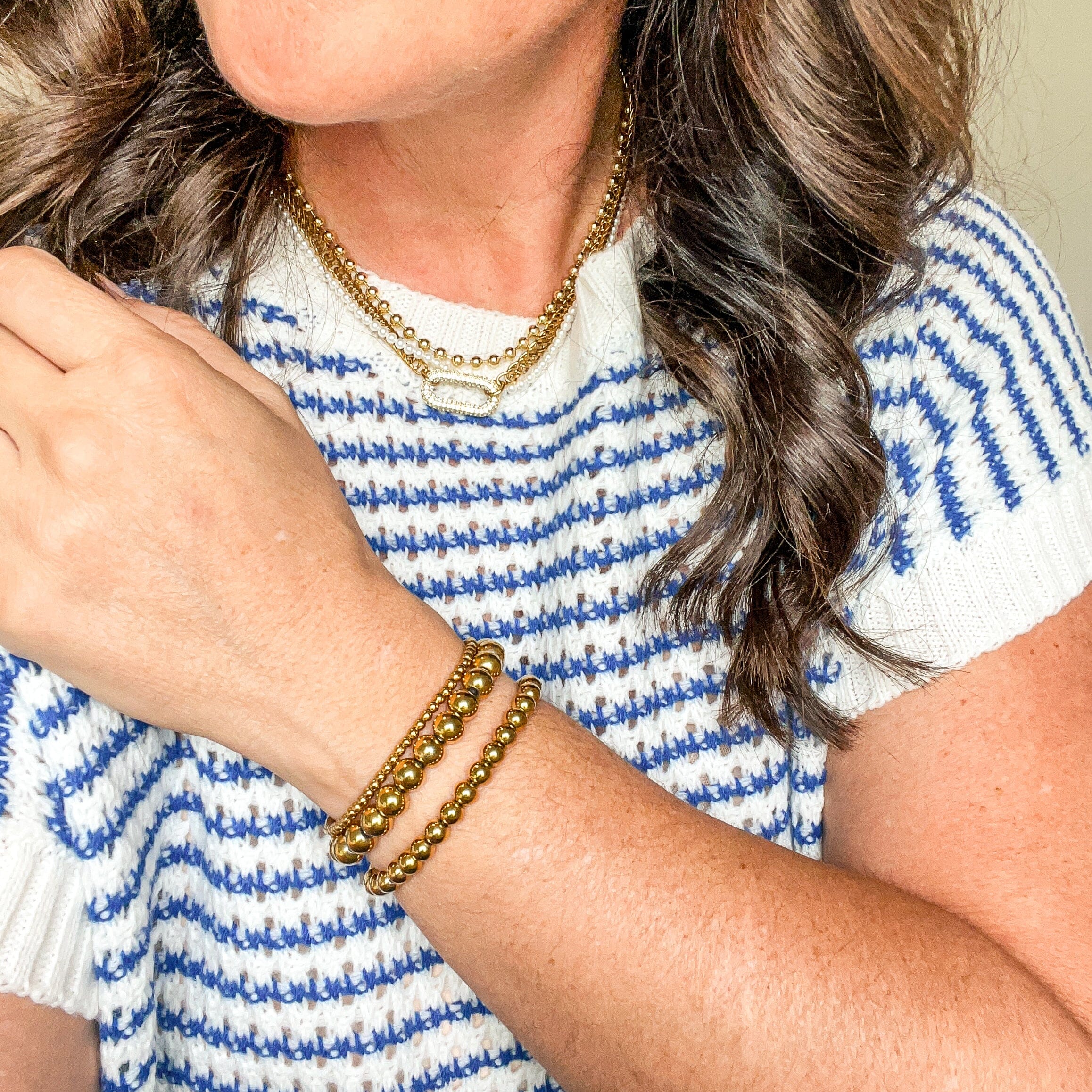 FIONA GRACE Bracelets 18k Gold Beaded Stretch Bracelet