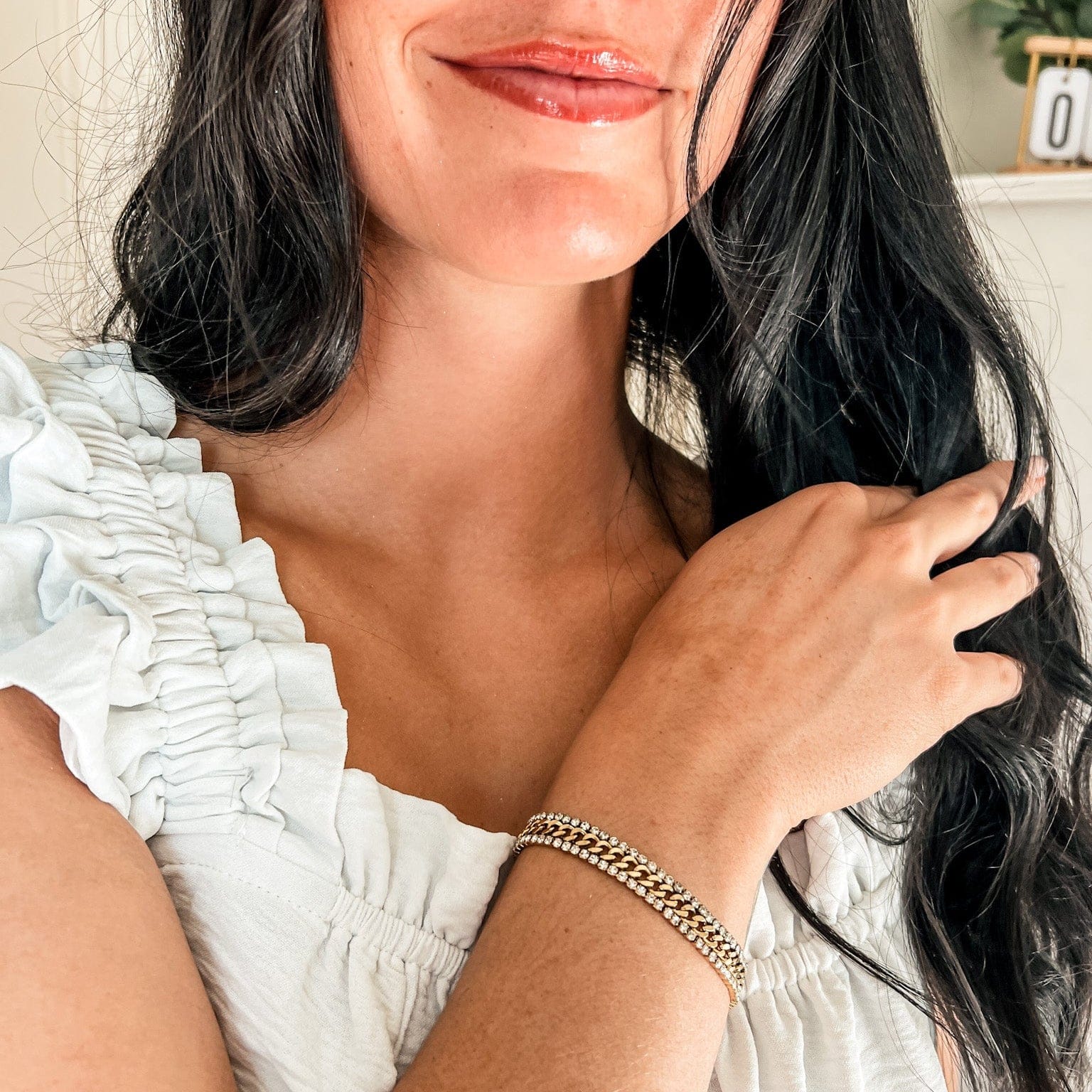 FIONA GRACE Bracelets Crystal Curb Chain Bracelet – Gold Waterproof Statement