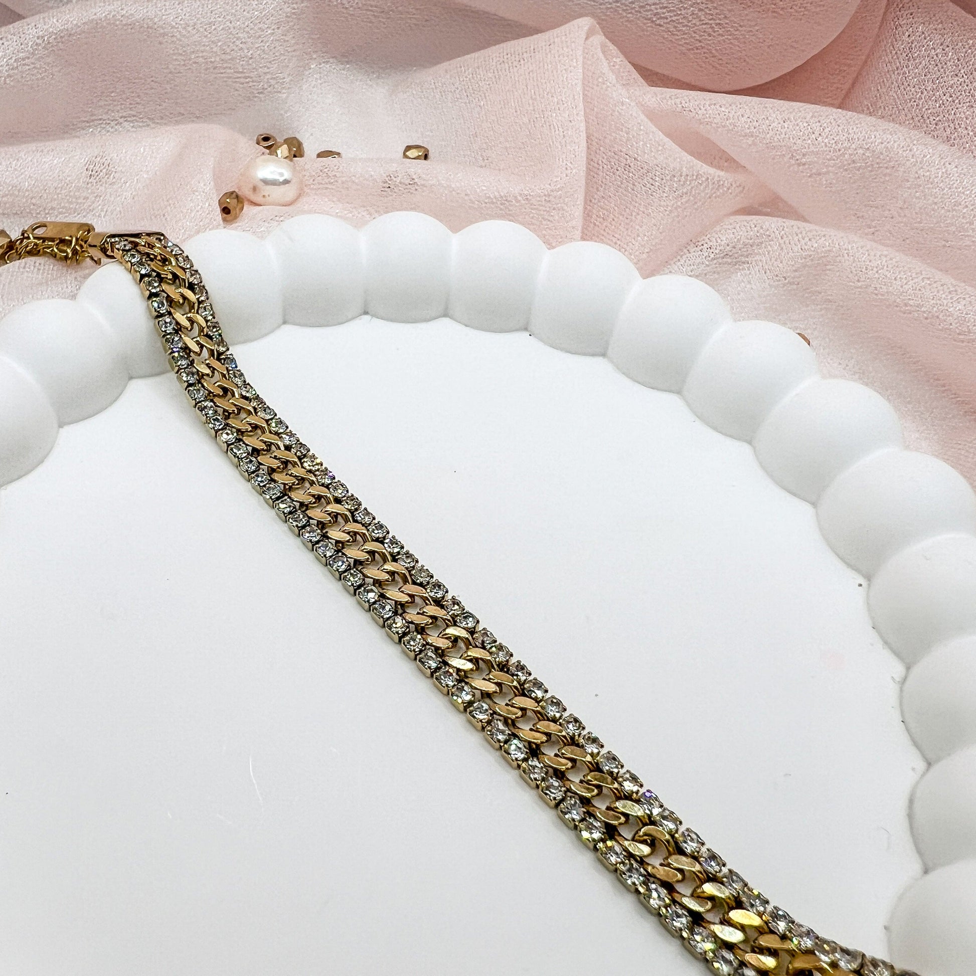 FIONA GRACE Bracelets Crystal Curb Chain Bracelet – Gold Waterproof Statement