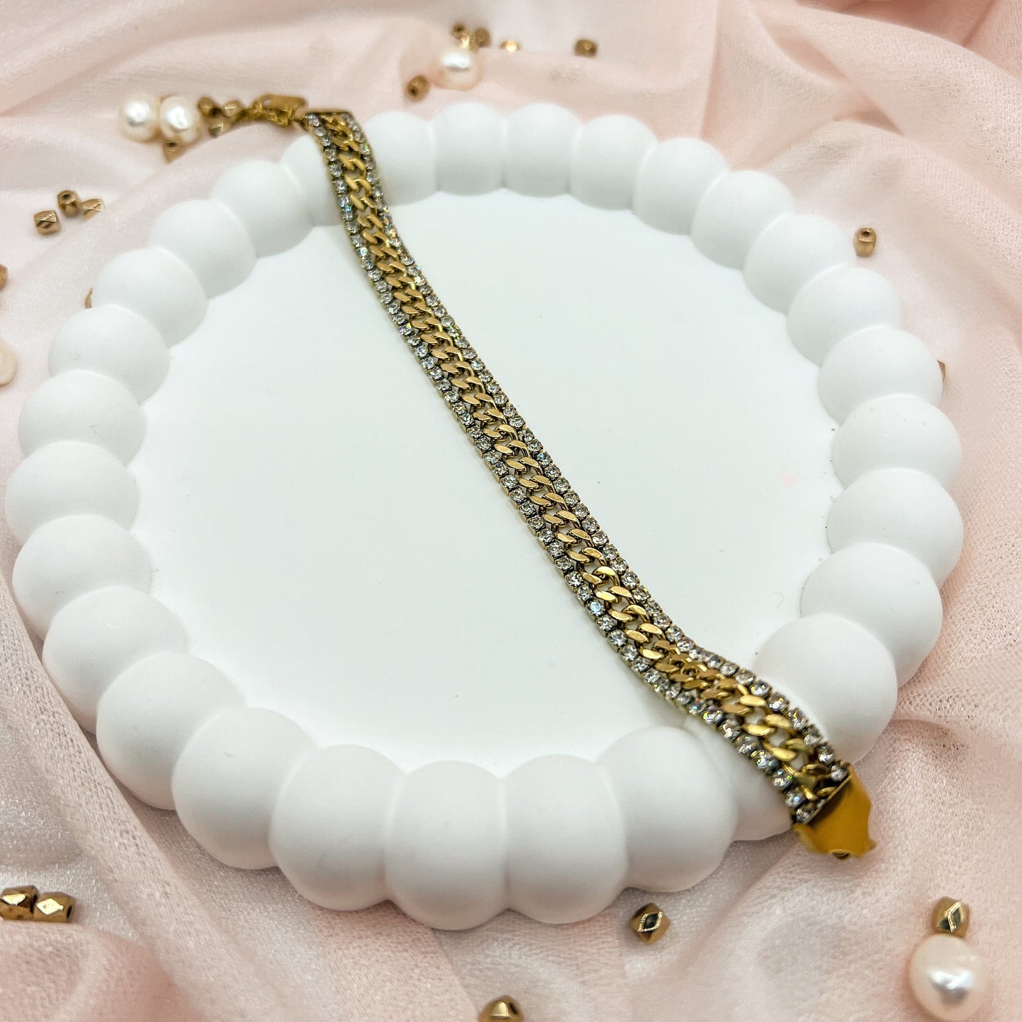 FIONA GRACE Bracelets Crystal Curb Chain Bracelet – Gold Waterproof Statement